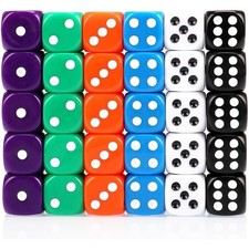 Dice Set 30PCS - 6 Sided 16mm 6 Colours Spot Game Dice Set for Smoother Rolling