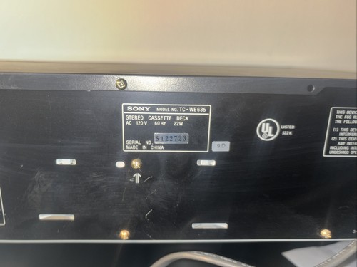 Sony Stereo Cassette Deck TC-WE635. POWERS ON Untested / See Description - Picture 8 of 10