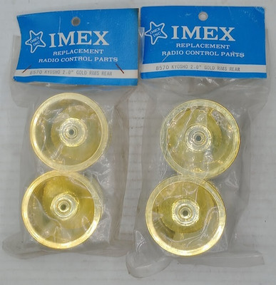 Vintage IMEX 8570 KYOSHO 2.0'' Gold Rims Rear Lot of 2 Sealed New In Package