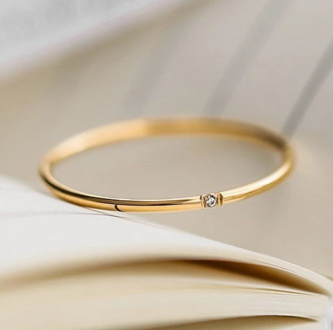 0.01CT Round Cut White Moissanite With 10K Yellow Gold Women's Charming Ring