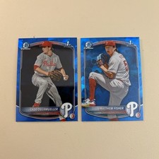 Bowman Chrome Draft Sapphire 1st 2-Card Lot Cade Obermueller & Matthew Fisher 