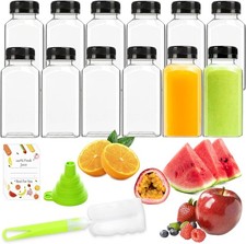 250ml Juice Bottles 12 Pack - 8oz Shot Bottles, Plastic Bottle with Leak-Proof L