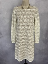 Eliza J Dress UK 12 Cream Lace Long Sleeve Party Evening Cocktail Occasion