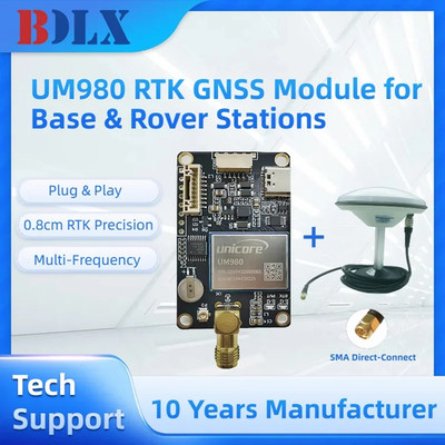 RTK UM980 High Accuracy Multi-Frequency Unicore GNSS Module vs F9P with Antenna 