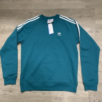 ADIDAS 3 Stripe Crew Sweatshirt Adicolor Size M Mens Legacy Teal JM6125