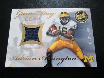 ADRIAN ARRINGTON 08 PRESS PASS SE GAME DAY GEAR  GOLD GAME USED JERSEY CARD /299