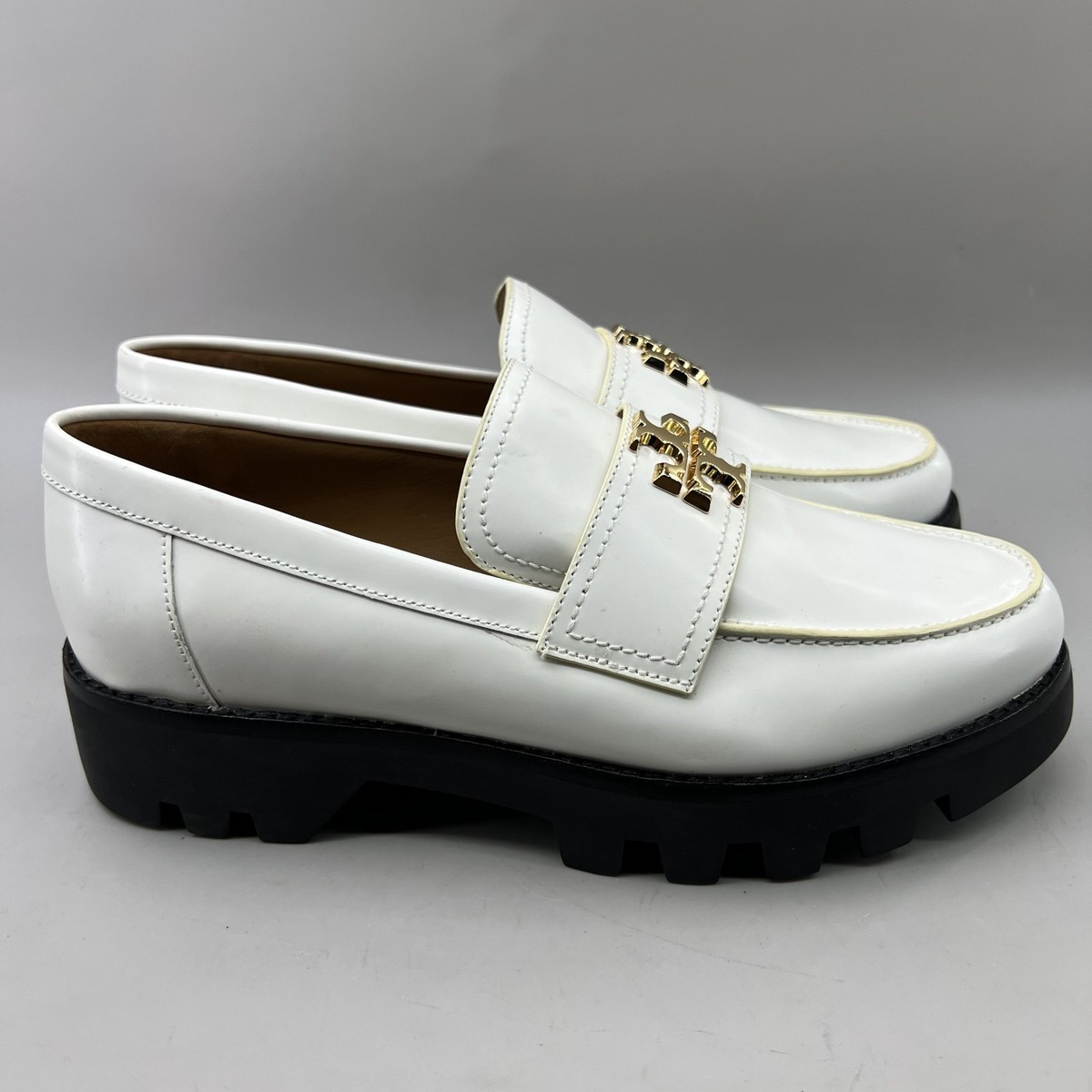 Tory Burch Mini Everly Chunky Loafers Women Size 8 M White Leather