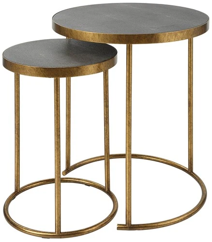 Uttermost Aragon 19.5" Wide Gold and Brass Nesting Tables Set of 2 - Picture 2 of 7