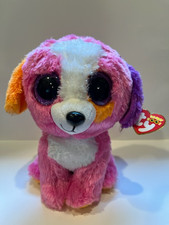 TY Beanie Boos Big Eyed Precious The Pink Orange Dog 8" Plush Stuffed Animal