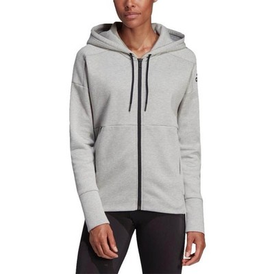 Adidas Women's Sport ID Stadium Full Zip Hoodie in Stadium Grey Heather Size XS