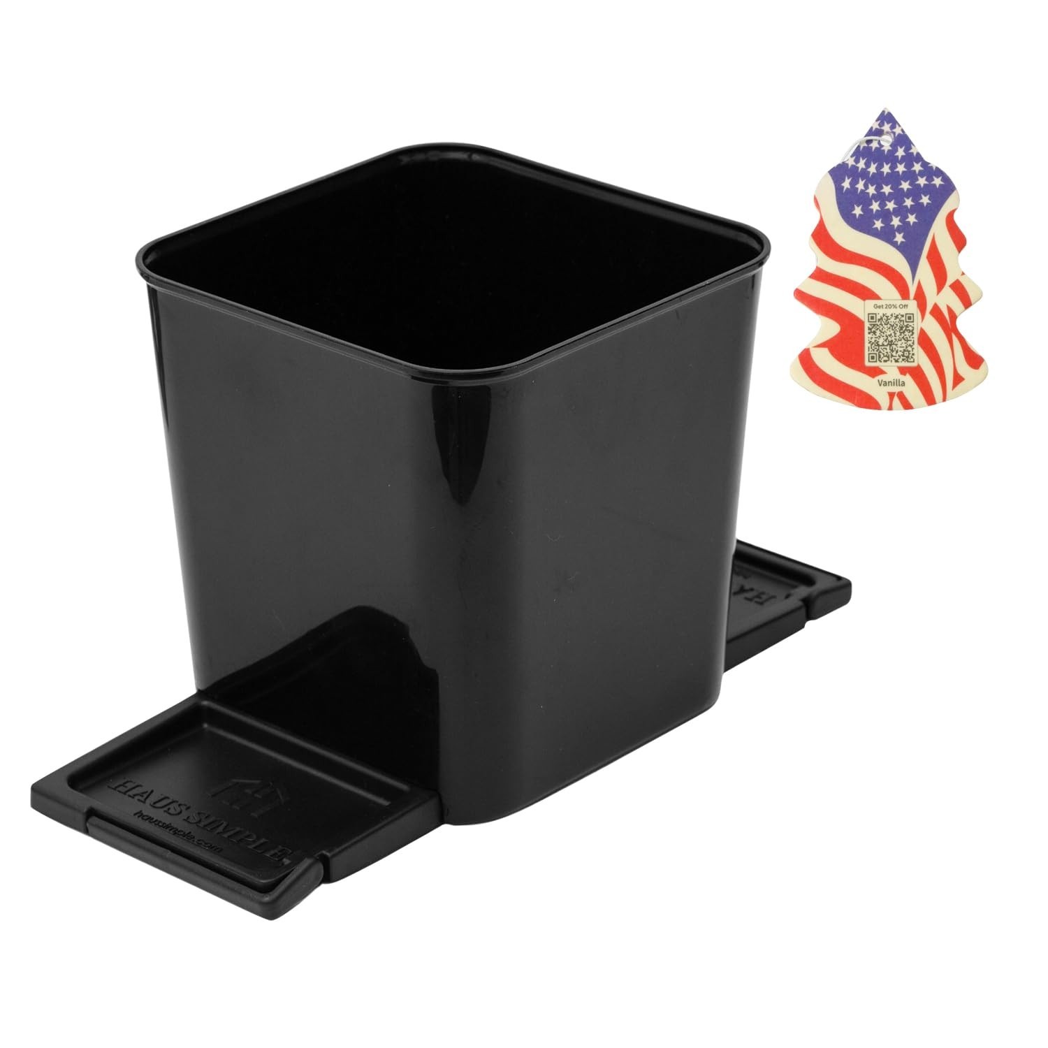 HAUSSIMPLE New Small Car Trash Can 2L Leakproof Bin w/ Stability Flap – Black