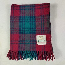 Highland Home Industries Wool Throw Red Green Plaid Tartan Scotland 60x50 Fringe