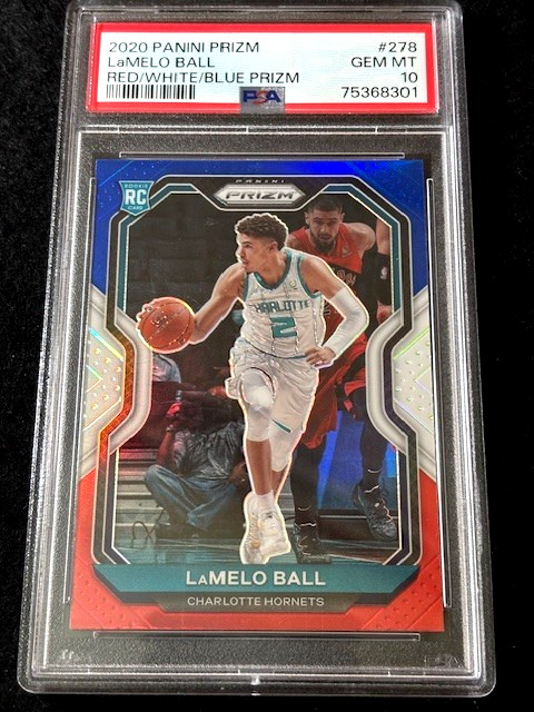 2020 Panini Red White Blue Prizm RWB Lamelo Ball Rookie RC #278 PSA 10 Hornets