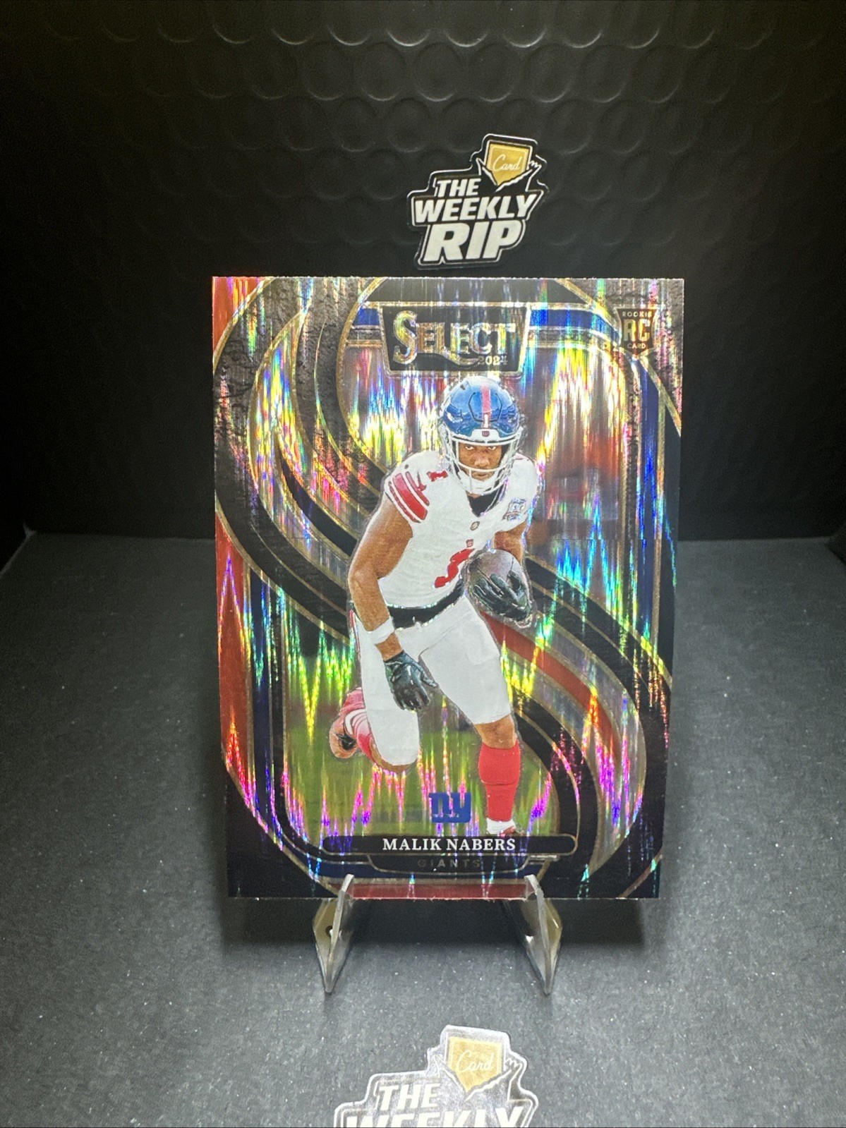 2024 Panini Select Premier Level Malik Nabers #116 Black & Blue Shock Prizm (RC)