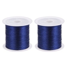 2pcs 0.2mm Nylon Cord Satin Silk Chinese Knot String, Midnight Blue, 328ft