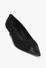 AGL Lenor Black Suede Kitten Heel Pump, Patent Pointed Toe, Size 7.5M (38) — photo 1
