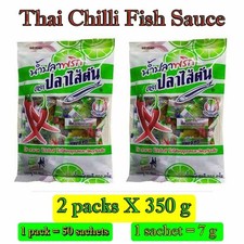 Thai Chili Fish Sauce Sachets 2 Packs 50x7g/Pack Pla Sai Tan Total 700g