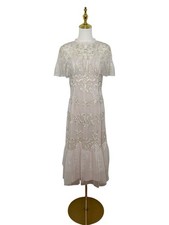 Mac Duggal 35147 Blush Pink High Neck Mesh Embroidered Dress Size 6 $398