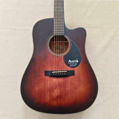 41'' Brown Cutaway Acoustic Guitar Spruce layer Wood Top Hollow Gigbag Bone Nut