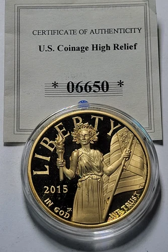 2015 American LIBERTY HIGH RELIEF 24K Gold Layered $100 Coin ~ American Mint COA