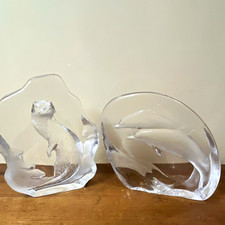 Vintage Mats Jonasson Swedish Crystal Sculpture Paperweights, Great Condition