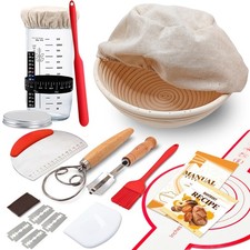 Complete Sourdough Starter Kit, Proofing Basket with Glass Sourdoughs Jar