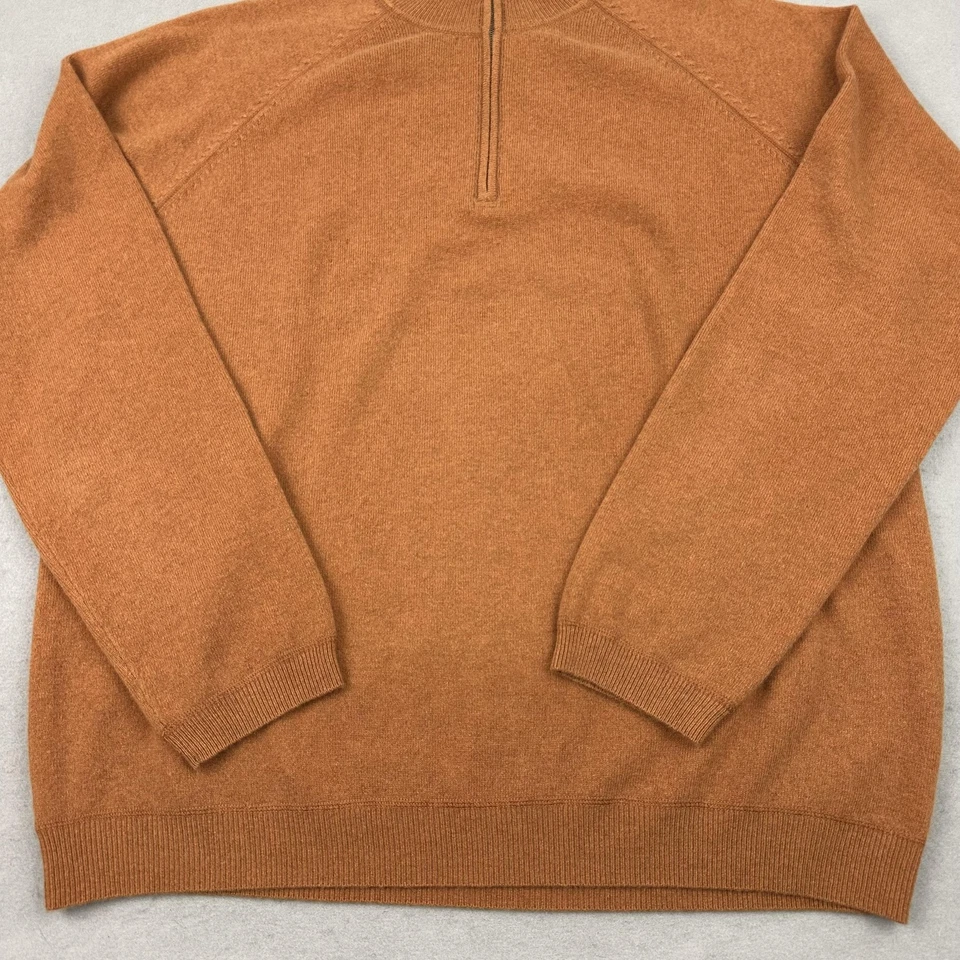 Suéter de Mezcla de Cachemira para Hombres XL Marrón Cuarto Cremallera Cuello Simulado Pullover Tejido Foto 3 de 4