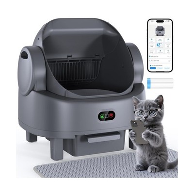 Automatic Cat Litter Box, Electric Large Open-Top Self Cleaning Litter Box fo...