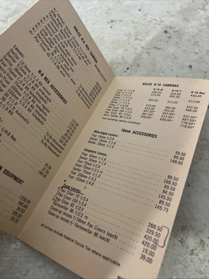 原装老式 BOLEX 价格表电影相机 — 第 3/4 张图片