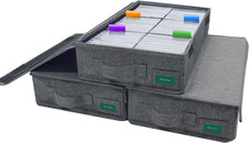 3 Pack Cassette Tape Storage Boxes with Lids Labels Gray 144 Case Holder