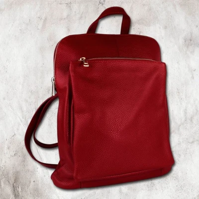 Toscanto Sac À Dos De Ville En Cuir Pour Femme Rouge Foncé OTT610RD - Photo 1/4