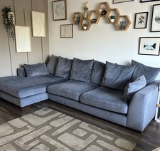 Plush (DFS) Velvet Pillow Back Left Hand Large Chaise End Sofa AND Cuddle Chair 