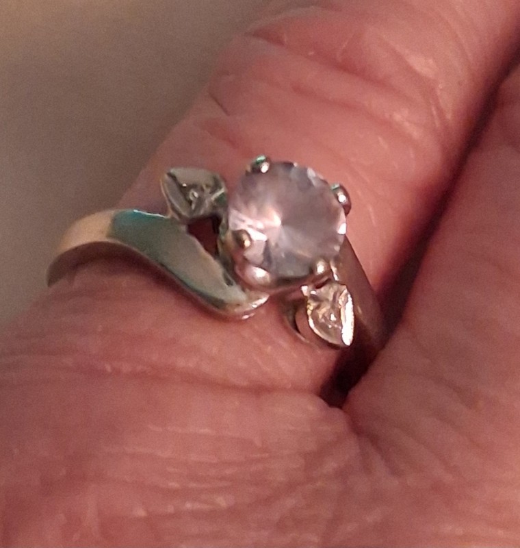 14kt White Gold Round Aquamarine & 1 Tiny Diamond In Heart On Each Side Bypass 