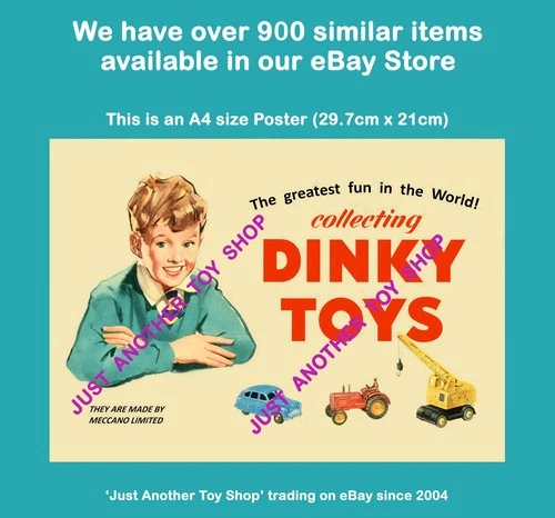 Dinky Toys 1950's Poster Shop Display Sign Advert Leaflet A4 Size - high quality