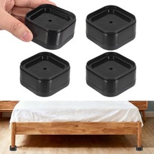 4Pcs Furniture Risers, Square Stackable Bed Riser Lifts Height 1-Layers 1" Black