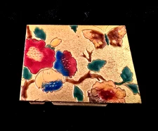 Vintage Italian Enamel Floral Compact For Neiman Marcus Never Used  BEAUTIFUL!