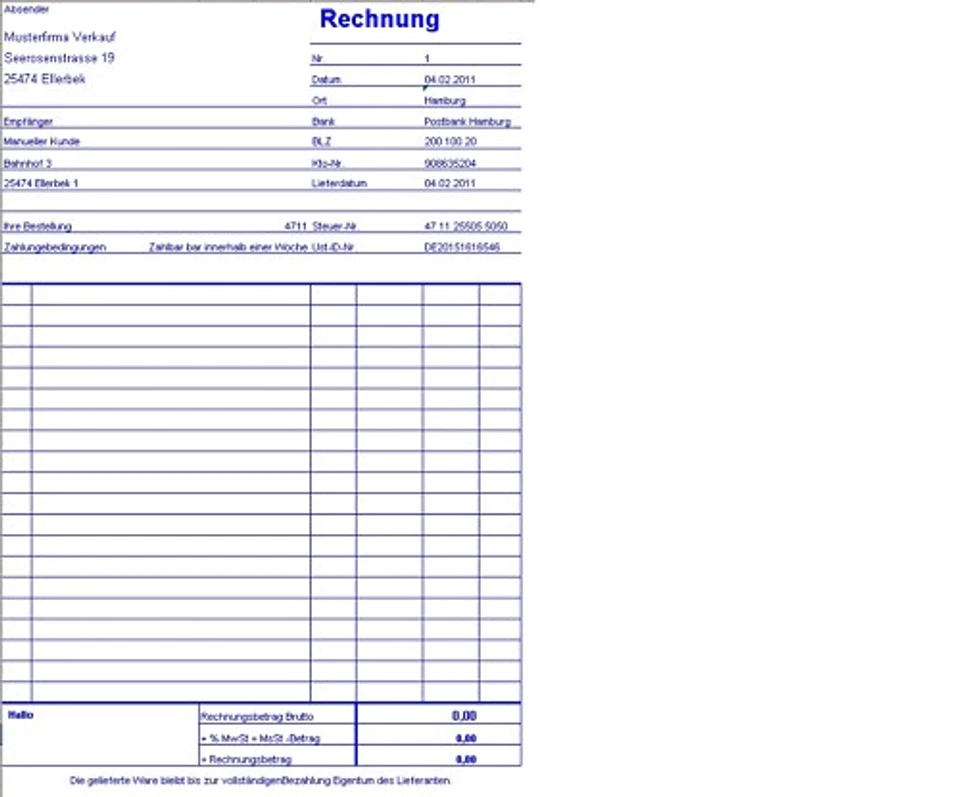 Profi-PC Rechnung - Rechnungsprogramm mit Protokoll - Excel