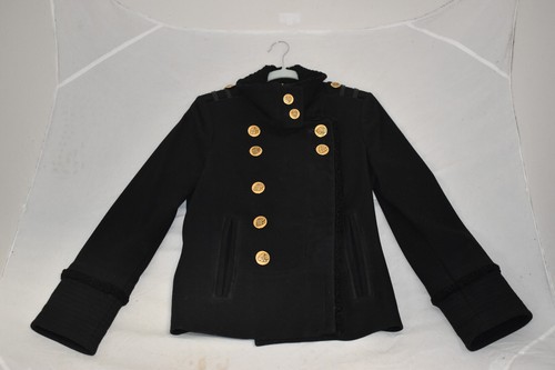 black peacoat with gold buttons