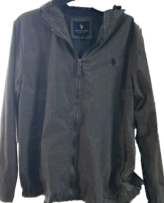 Polo Association Hooded Rain Jacket/Windbreaker Mens Lg . Net Lined