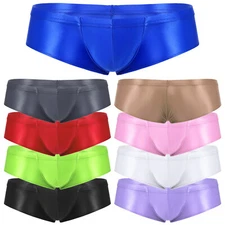 Sexy Mens Glossy Bikini Briefs Pouch Underwear Low Waist Swim Trunks Shorts