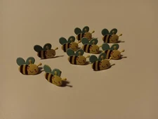 Crafts Doodlebug Brads Cute Bumble Bees Blue Wings Smiling Faces X 10