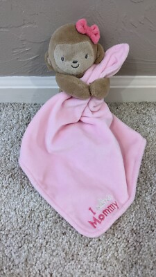 Just One You I Adore Mommy Brown Monkey Pink Security Blanket Rattle Lovey