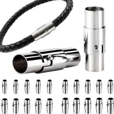 20 Sets Leather Cord End Caps Magnetic Clasps 4 Size 4mm 5mm 6mm 7mm Black 