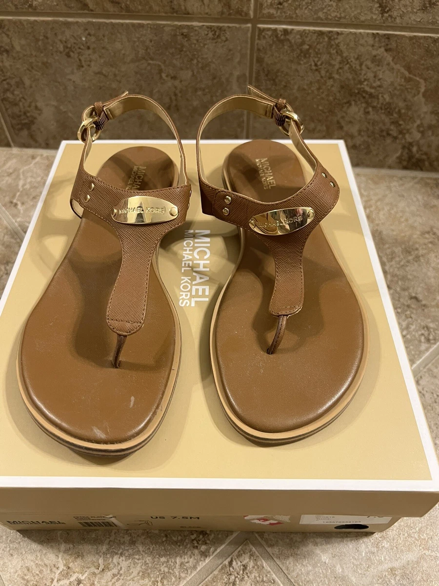 NEw Michael kors MK Plate Thong Sandals Flats Luggage size 6.5 eBay