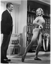 Kirk Douglas watching Julie Newmar work out in For Love Or Money 1963 Old Photo