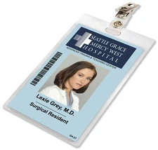 Grey's Anatomy LEXIE GREY Seattle Grace Hospital ID Badge Name Tag Card Laminate