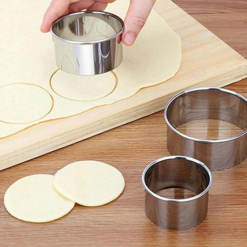 5 Set Round Circle Stainless Steel Cookie Cutter Biscuit DIY Baking Past-qy