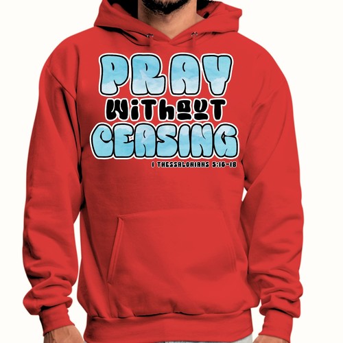 Mens Graphic Hoodie Pray Without Ceasing - Inspirational Illustration - Picture 28 of 72