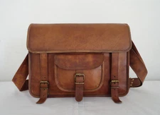 18 In Real Leather Messenger Bag Office Laptop Satchel School Shoulder Bags