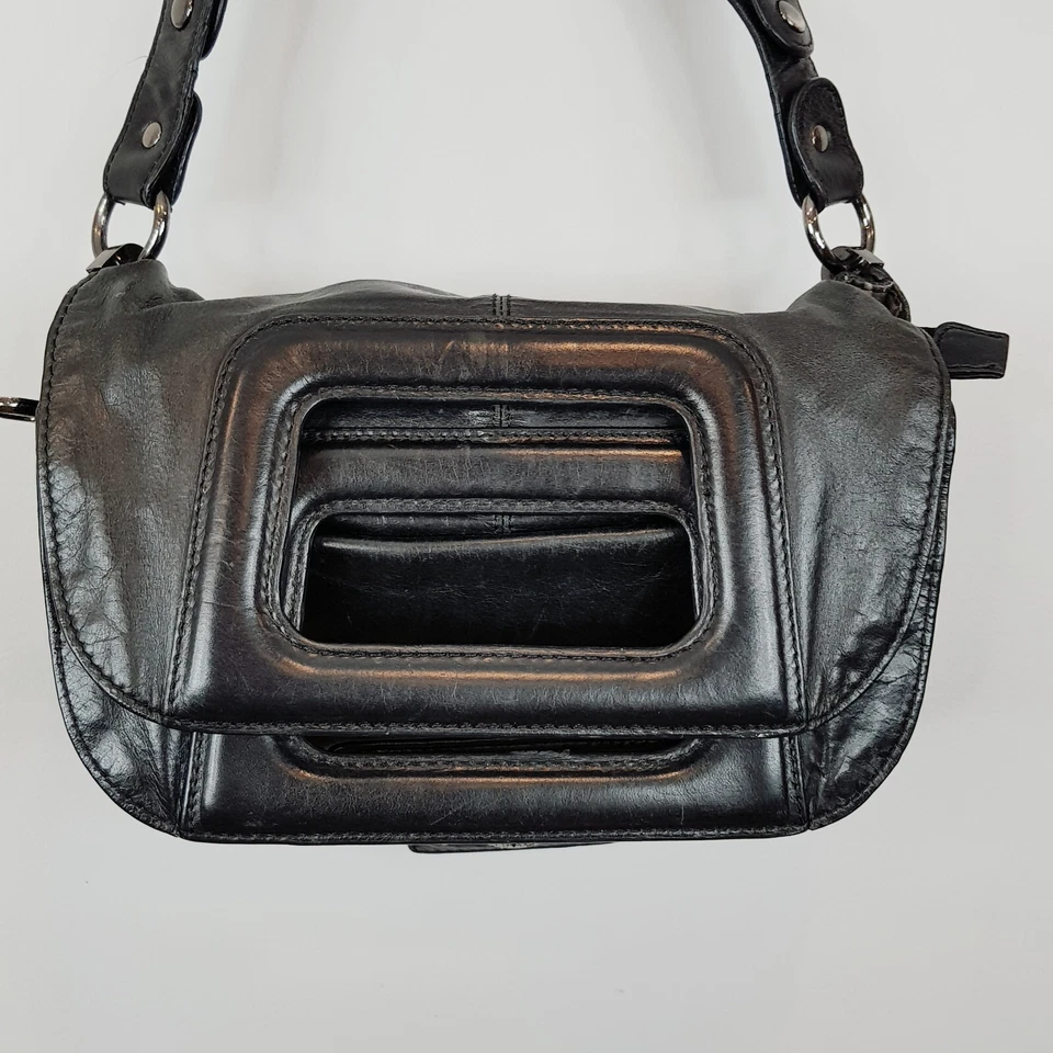 [MIMCO] Bolso sin asas/bolso de mano de hombro Jefferson de cuero negro para mujer Foto 2 de 4